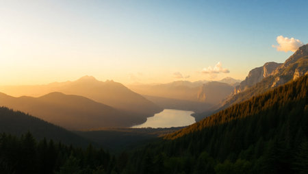 Sunset in Glacier National Park, Montana, United States of Americaの写真素材