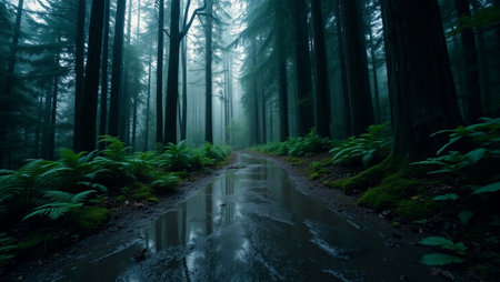Foggy forest in the morning at Doi Inthanon National Park, Thailandの写真素材
