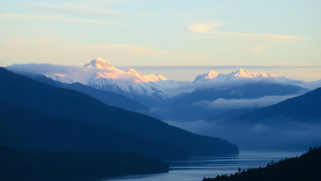 Mountains and lake.