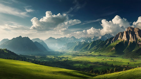 Mountain landscape. Panoramic view of Dolomites, Italy