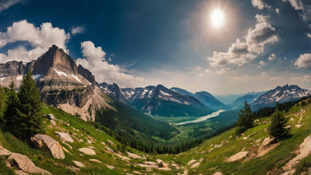 Panoramic view of the mountains.の写真素材