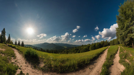 Panoramic view of the Carpathian Mountains in Ukraine.
