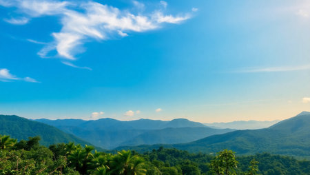 Mountain and blue sky with cloud in the morning,Thailand.の写真素材