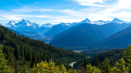 Mountains in Banff National Park, Alberta, Canada. Panoramic view of Canadian Rockies.の写真素材