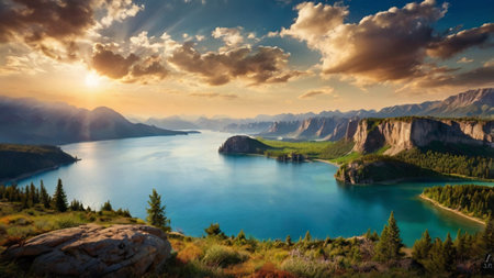 Panoramic view of Lake Louise.