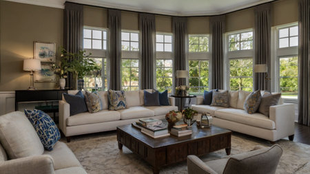 Luxury living room with a sofa and a coffee table.