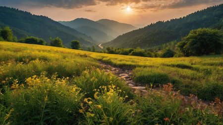 Beautiful summer landscape in the Carpathian Mountains, Ukraine.の写真素材