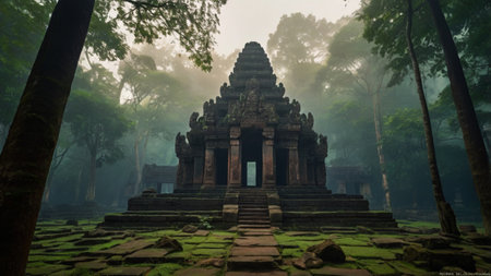 Angkor Wat in the morning mist, Siem Reap, Cambodiaの写真素材