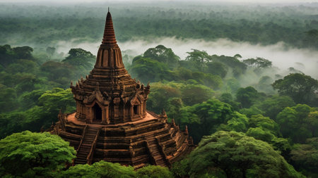 Ancient pagoda in Bagan Archaeological Zone, Myanmar (Burma)の写真素材