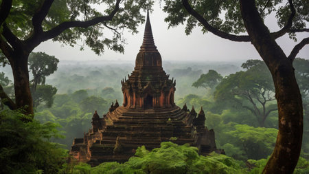 Ancient pagodas in Bagan, Myanmar (Burma)の写真素材