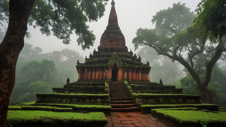 Ancient pagoda in Bagan, Myanmar. Bagan is a popular tourist destination in Myanmar.の写真素材