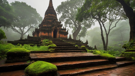 Ancient pagoda in Bagan Archaeological Zone, Myanmar (Burma)の写真素材