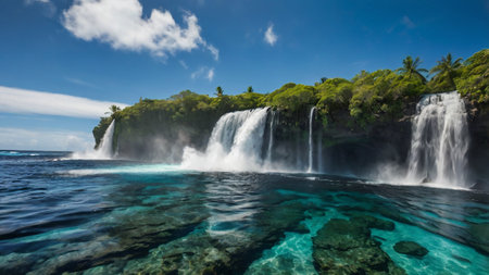 Panoramic view of Waikiki Falls in Honolulu, Hawaii