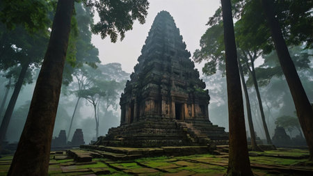 Angkor Wat temple in the morning mist, Siem Reap, Cambodia