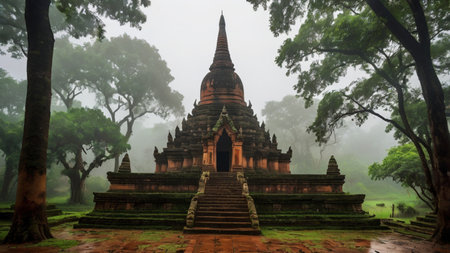 Ancient pagoda at Wat Mahathat temple in Ayutthaya, Thailandの写真素材