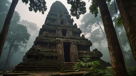 Angkor Wat temple in morning fog, Siem Reap, Cambodia