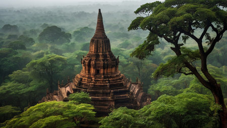 Ancient pagoda in Bagan Archaeological Zone, Myanmar (Burma)の写真素材