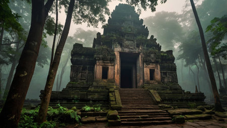Angkor Wat temple in morning mist, Siem Reap, Cambodia