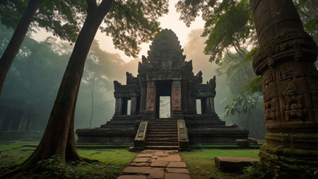 Angkor Wat in the morning mist, Siem Reap, Cambodia