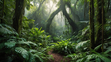 Tropical rainforest in Costa Rica, Central America. Rainforest landscape