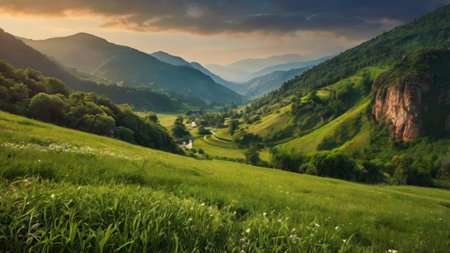 Beautiful summer landscape in the Carpathian Mountains, Ukraine.の写真素材