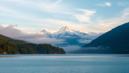 Beautiful morning view of the lake.の写真素材