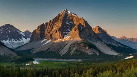 Sunset in Banff National Park, Alberta, Canada. Beautiful mountain landscapeの写真素材
