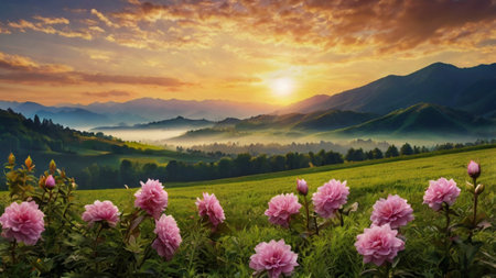 Beautiful summer landscape in the Carpathian mountains, Ukraine.の写真素材