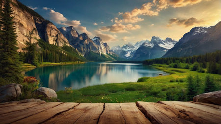 Beautiful lake in the mountains. Lake in the mountains. Mountain lake.の写真素材