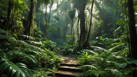 Path in the rainforest in Costa Rica, Central America, South America