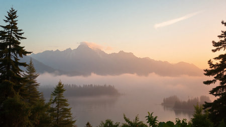 Sunrise over Lake Misurina in the Italian Dolomitesの写真素材