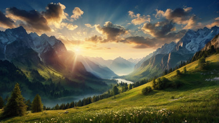 Panoramic view of Lake Misurina, Dolomites, Italyの写真素材