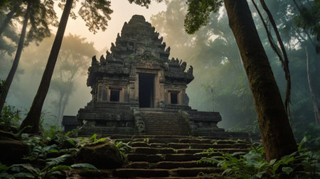 Angkor Wat temple in the morning mist, Siem Reap, Cambodiaの写真素材