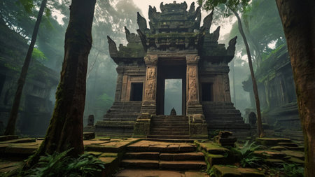Angkor Wat in the morning mist, Siem Reap, Cambodia