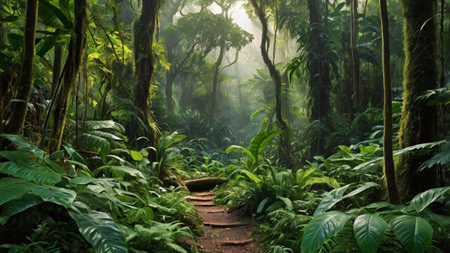 Hiking trail in the rainforest of La Palma, Canary Islands, Spain