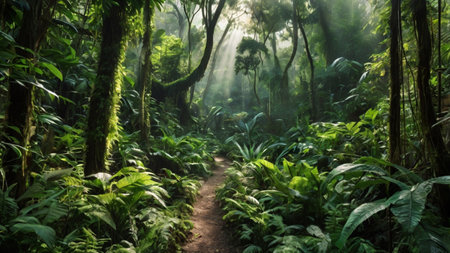 Hiking trail in the rainforest of La Palma, Canary Islands, Spain