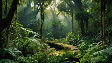 Panoramic view of tropical rainforest in Costa Rica, Central America