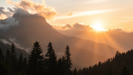 Sunset in the mountains. Sunset in the mountains. Beautiful mountain landscape.