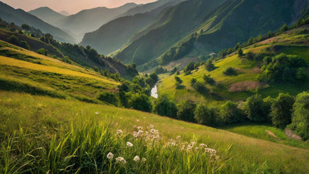 Beautiful summer landscape in the Carpathian Mountains, Ukraine.の写真素材