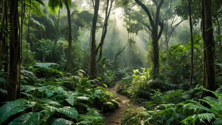 Hiking trail in the rainforest of Costa Rica, Central America