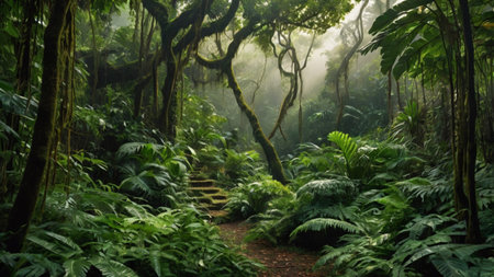 Tropical rainforest in Costa Rica, Central America. Beautiful nature scene.の写真素材
