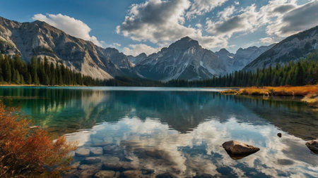 Beautiful panorama of Lake Braies in Dolomites, Italy