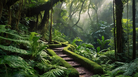 Pathway in the rainforest in Costa Rica, Central America.