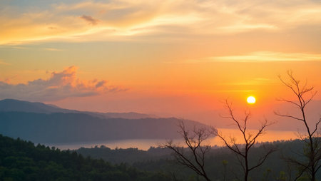 Sunrise at Doi Inthanon National Park, Chiang Mai, Thailandの写真素材