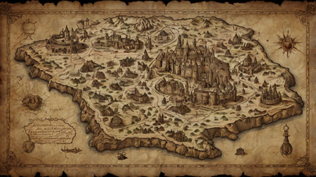 Antique map of the world on old paper background. Vector illustration.