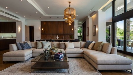 Luxury living room with sofa and coffee table, interior designの写真素材