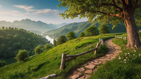 Beautiful summer landscape in the Carpathian Mountains, Ukraine.の写真素材
