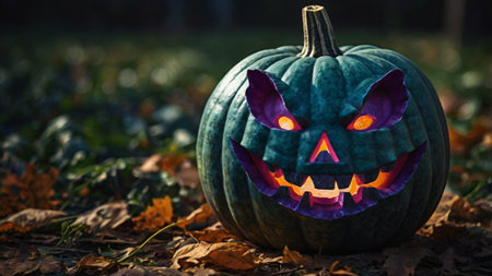 Halloween pumpkin with scary face, jack-o-lantern