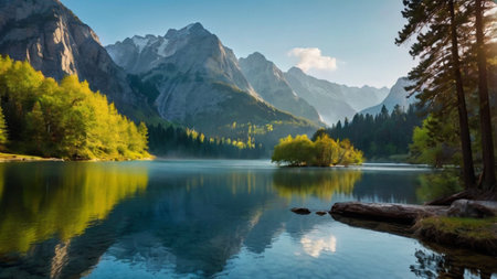Mountain lake in Dolomites, South Tyrol, Italy