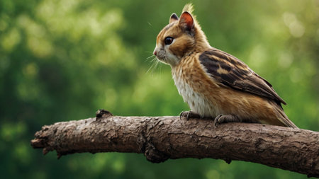 Little bird sitting on a branch in the forest. Wildlife scene from nature.の写真素材